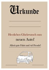 Neues Auto Urkunde