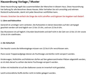 Hausordnung Vorlage Kostenlos Zum Download